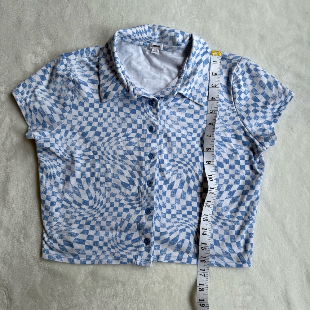 Garage Checkered Button-Up Crop Top - Picture 2 of 7